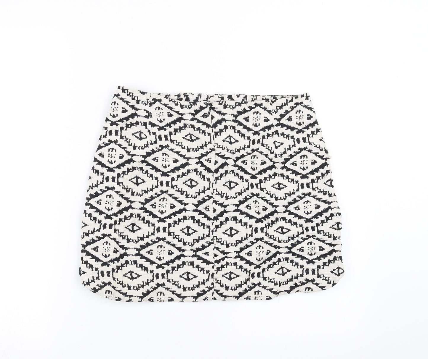 Topshop Womens Black Geometric  A-Line Skirt Size 10