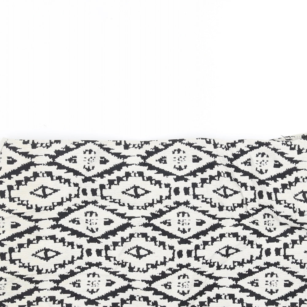 Topshop Womens Black Geometric  A-Line Skirt Size 10