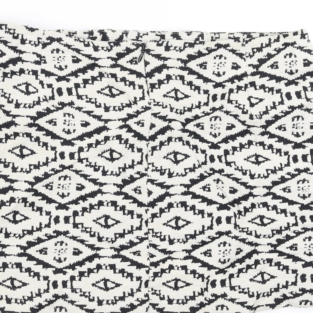 Topshop Womens Black Geometric  A-Line Skirt Size 10
