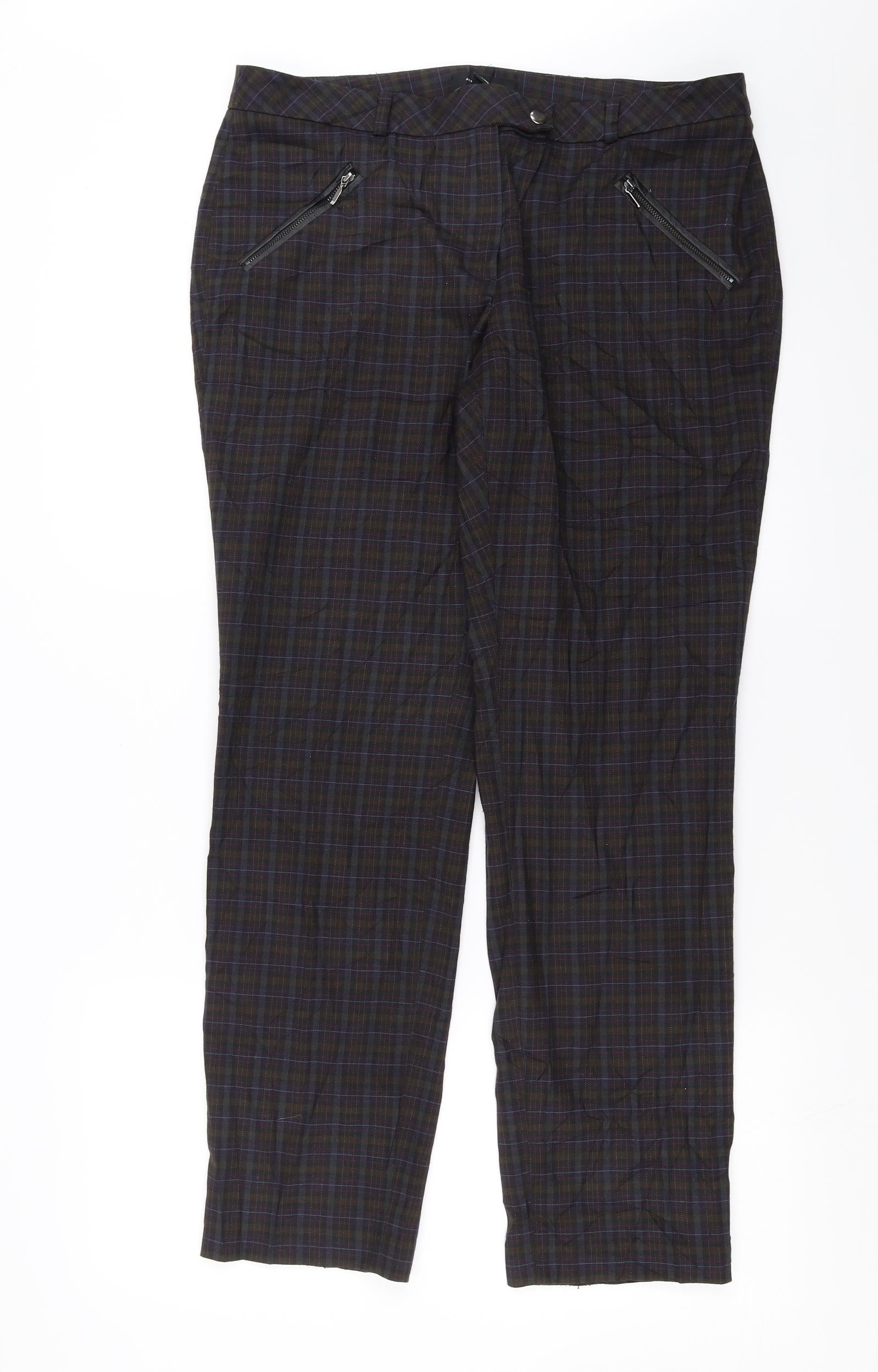 Primark Womens Blue Check Trousers Size 14 L29 in – Preworn