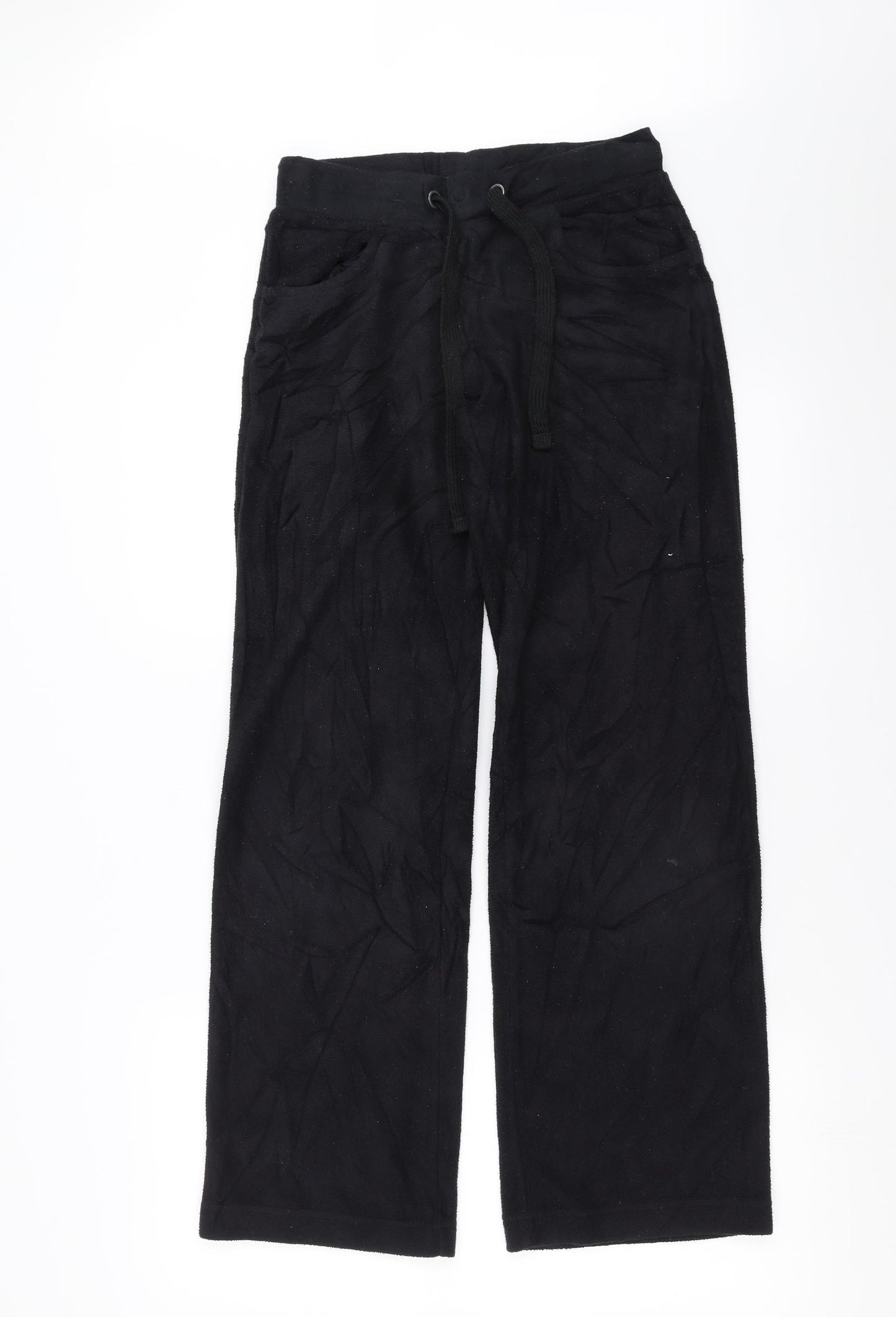 Marks and Spencer Womens Black  Flannel Jogger Trousers Size 8 L30 in