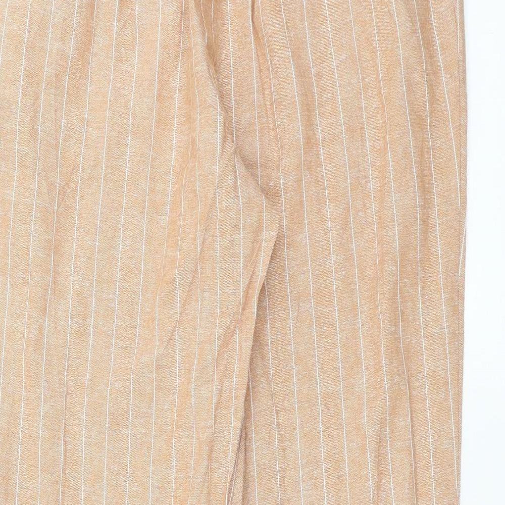 M&Co Womens Beige Striped  Trousers  Size 12 L27 in
