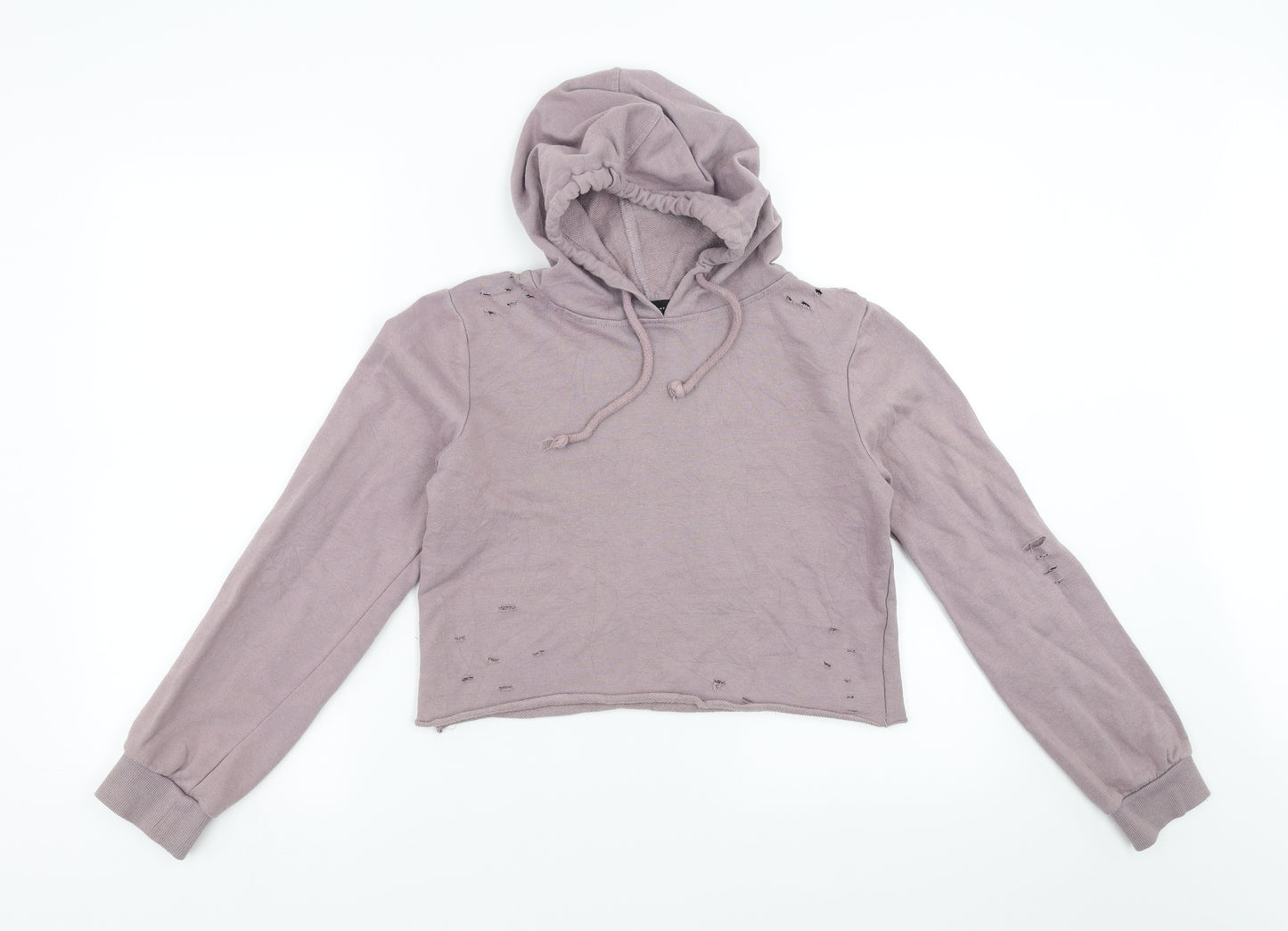 Primark Womens Purple   Pullover Hoodie Size 6  - cropped distressed