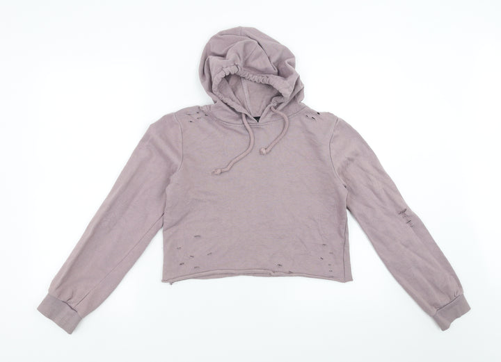 Primark Womens Purple Pullover Hoodie Size 6 - cropped distressed