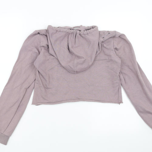 Primark Womens Purple   Pullover Hoodie Size 6  - cropped distressed