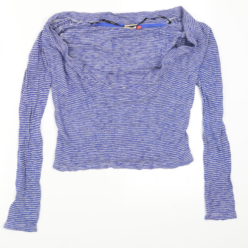 Only Womens Blue Striped  Basic T-Shirt Size S