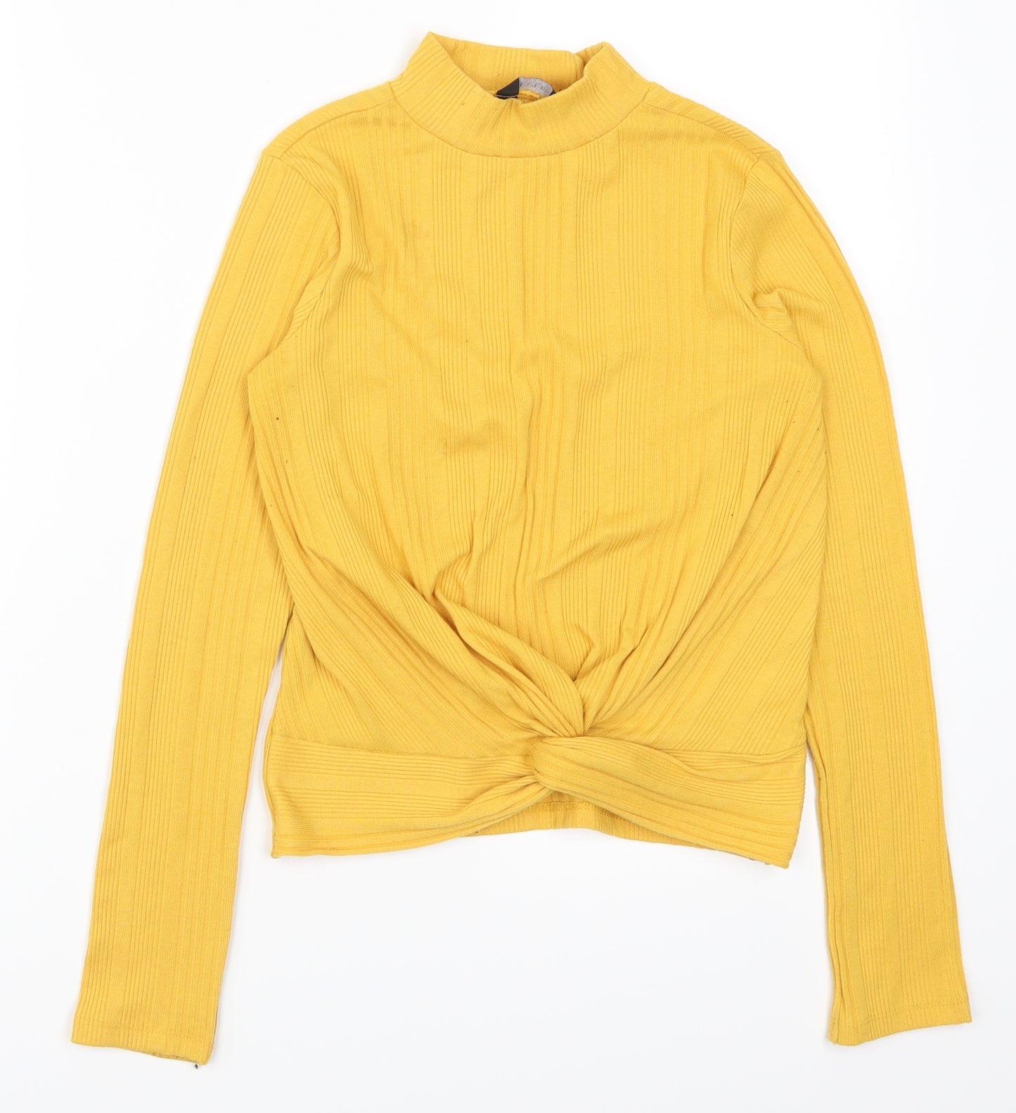 Matalan Girls Yellow   Basic T-Shirt Size 12 Years  - Twist Front