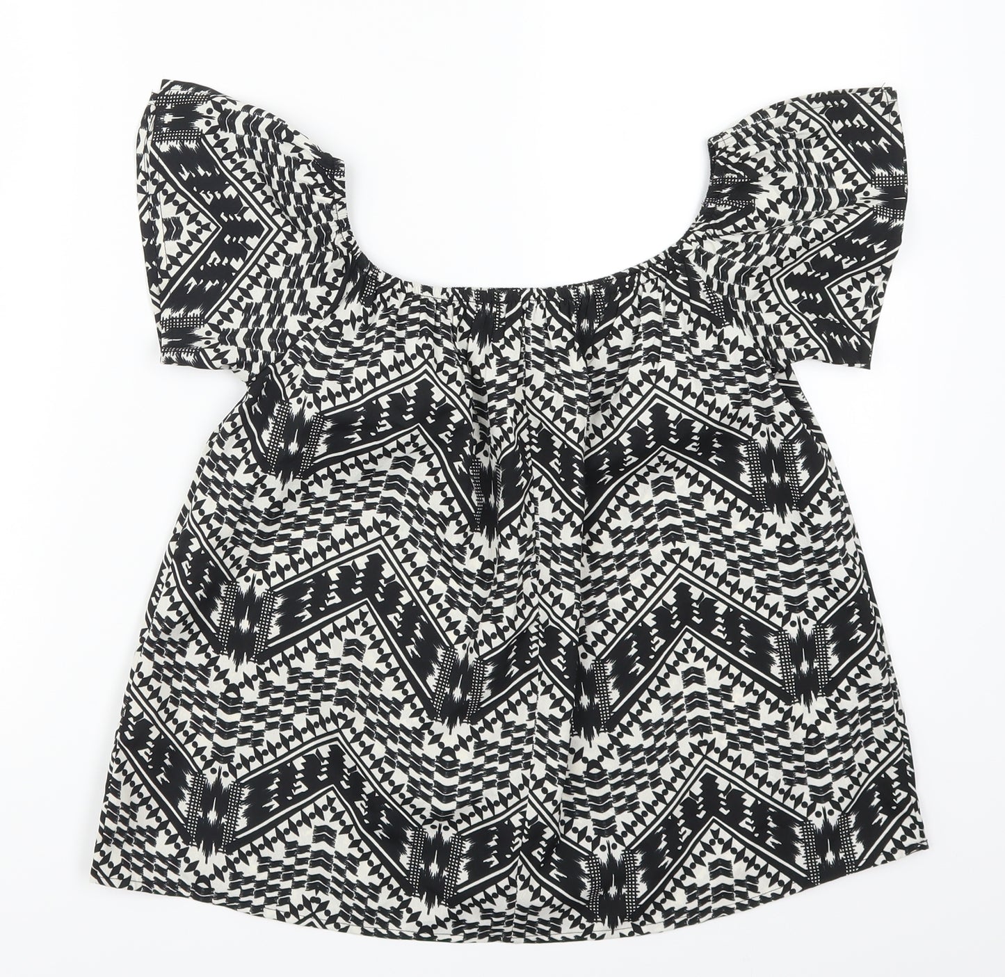 Primark Womens Black Geometric  Basic T-Shirt Size 8