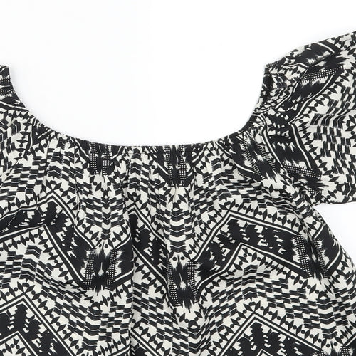 Primark Womens Black Geometric  Basic T-Shirt Size 8