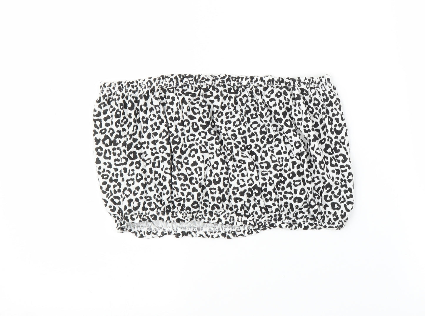 Primark Womens Black Animal Print  Cropped Blouse Size L
