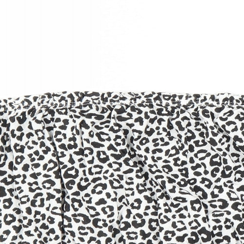 Primark Womens Black Animal Print  Cropped Blouse Size L