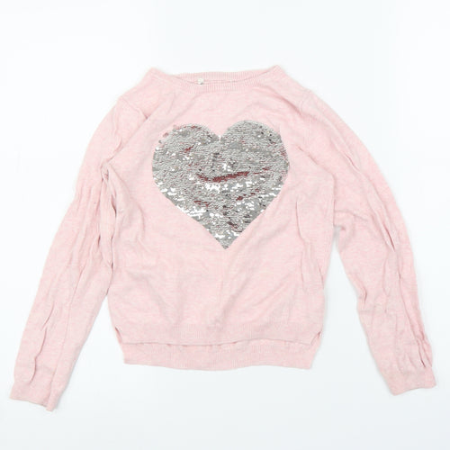 H&M Girls Pink   Pullover Jumper Size 5 Years