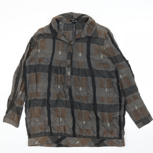 TFNC Womens Grey Geometric  Basic Blouse Size L