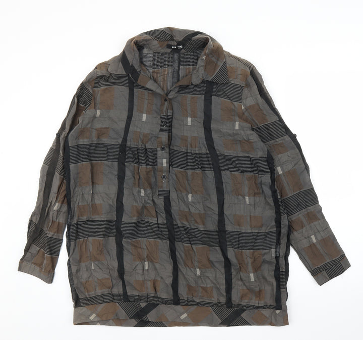 TFNC Womens Grey Geometric Basic Blouse Size L
