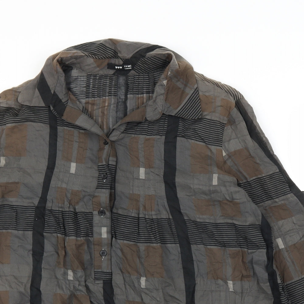 TFNC Womens Grey Geometric  Basic Blouse Size L