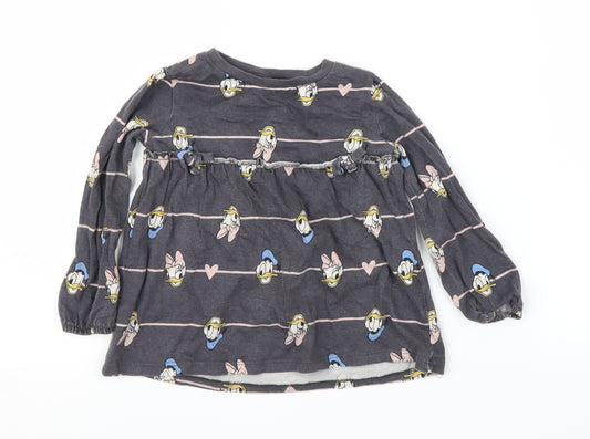 Front view of George girls’ grey tunic t-shirt, size 2-3, years - disney
