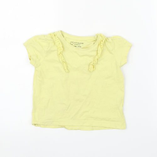 Primark Girls Yellow   Basic T-Shirt Size 3-4 Years