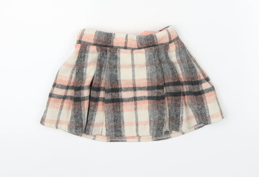 Front view of F&F girls’ pink plaid a-line skirt, size 12-18, months