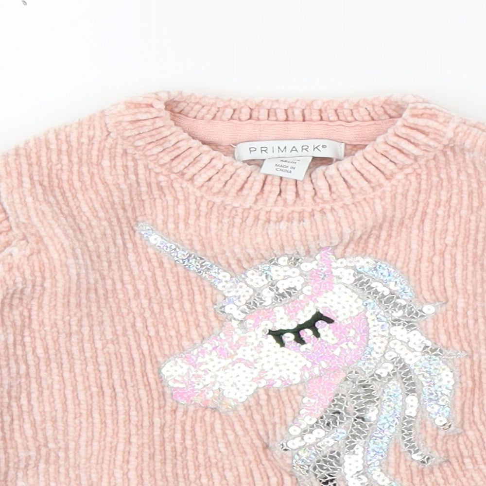 Primark Girls Pink   Pullover Jumper Size 2-3 Years  - Unicorn