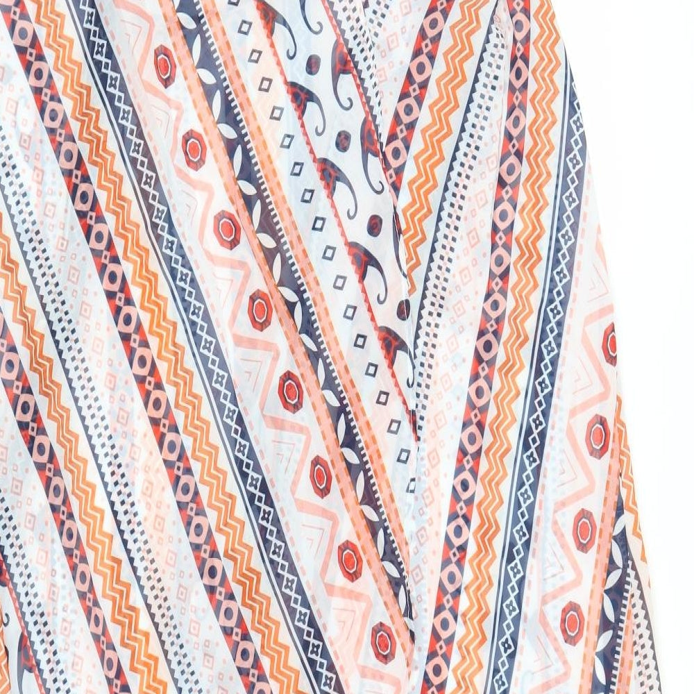Preworn Womens Orange Geometric  Wrap Skirt Size M