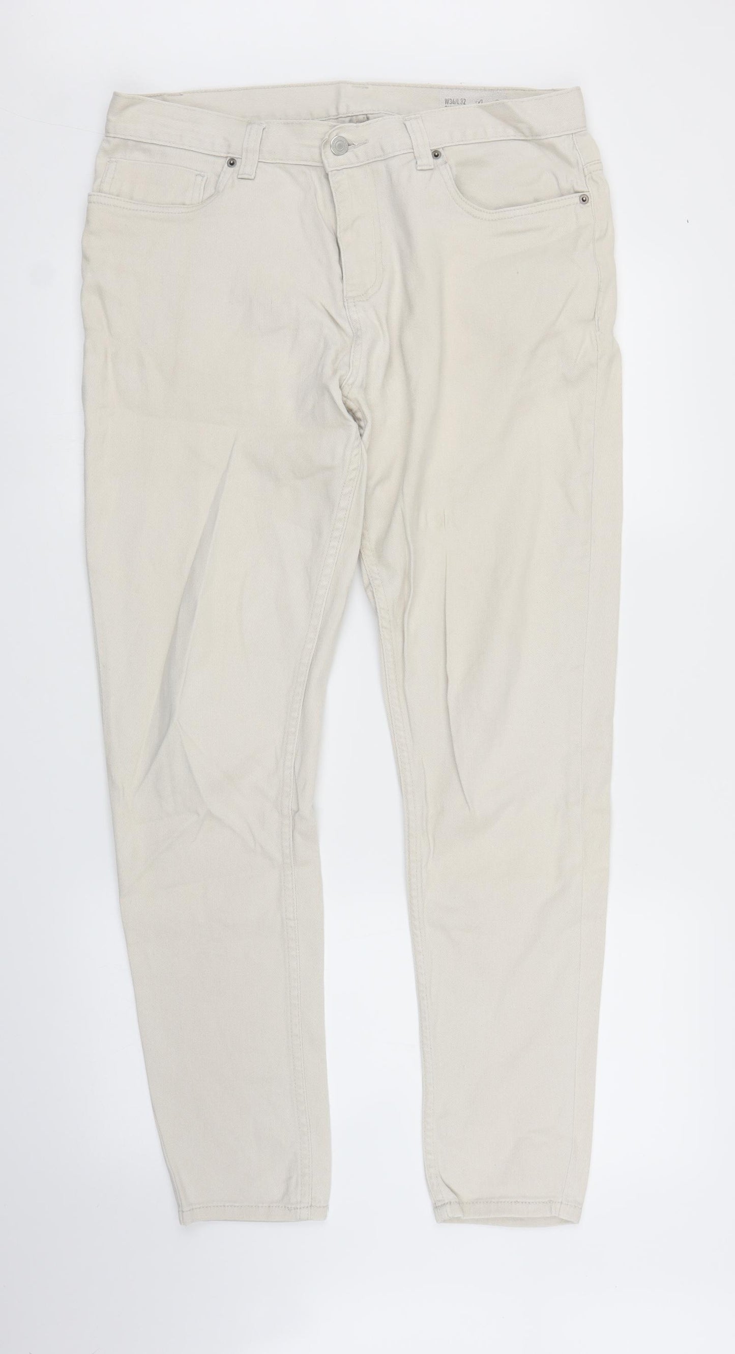 Primark Mens Beige  Denim Straight Jeans Size 34 in L32 in