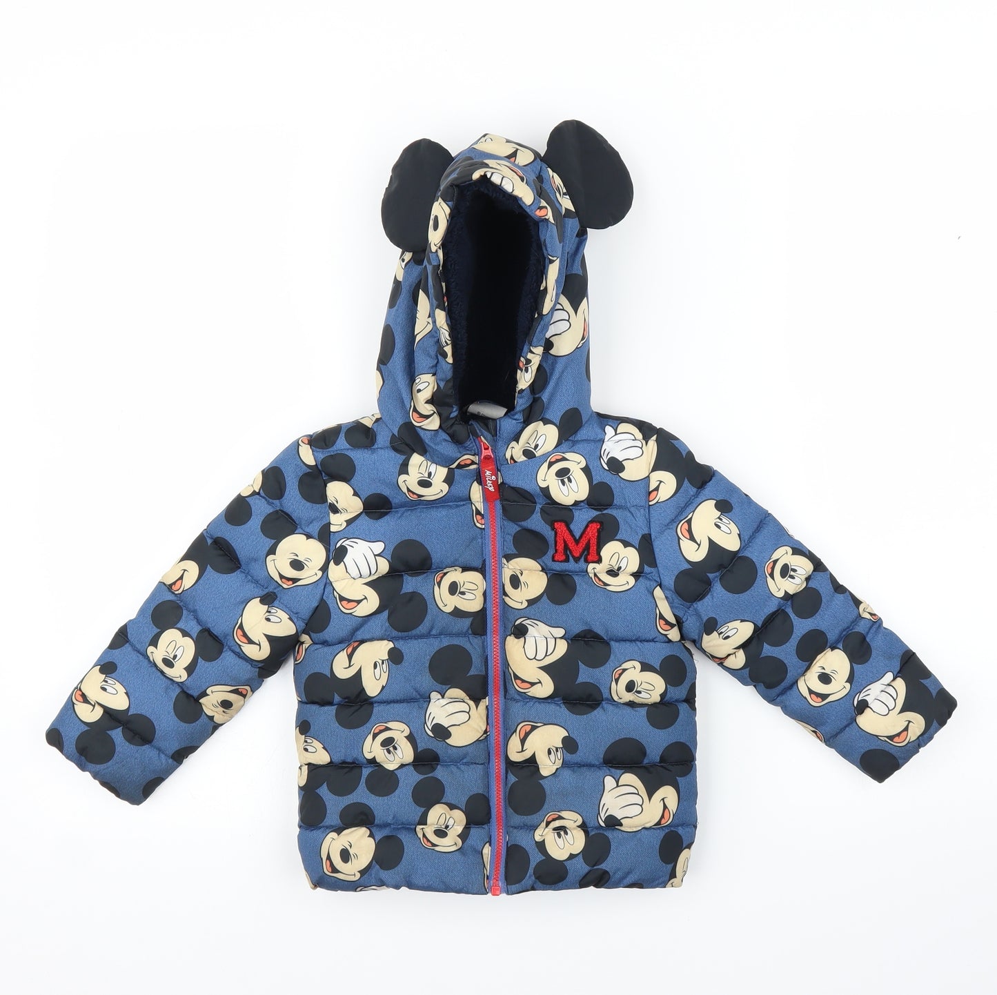 Disney Boys Blue   Puffer Jacket Coat Size 2 Years  - Mickey Mouse