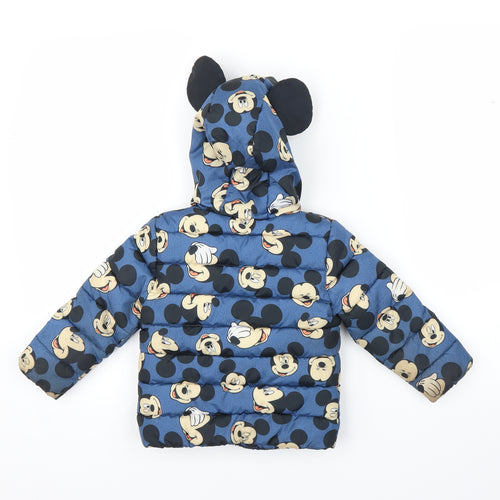 Disney Boys Blue   Puffer Jacket Coat Size 2 Years  - Mickey Mouse