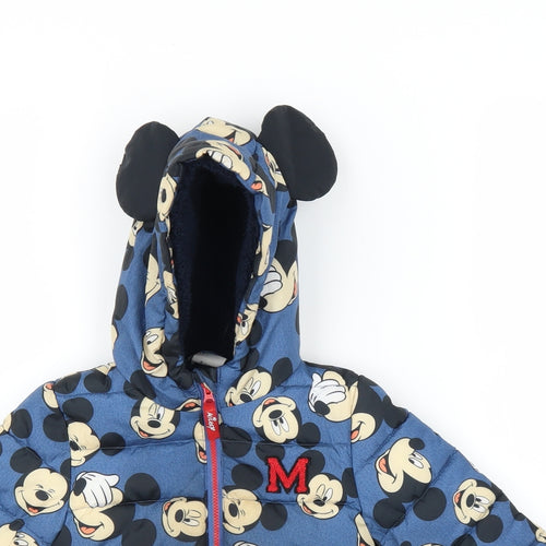 Disney Boys Blue   Puffer Jacket Coat Size 2 Years  - Mickey Mouse