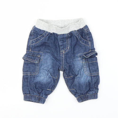 George Boys Blue  Denim Cargo Jeans Size 0-3 Months