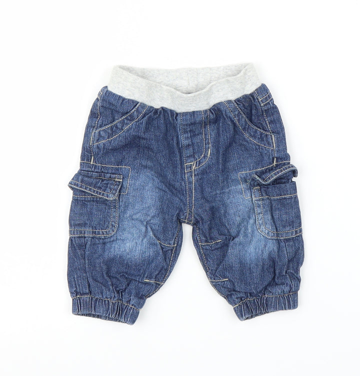 George Boys Blue  Denim Cargo Jeans Size 0-3 Months