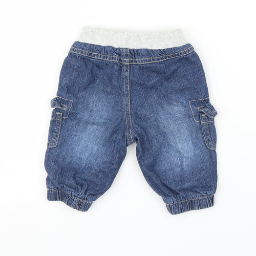 George Boys Blue  Denim Cargo Jeans Size 0-3 Months
