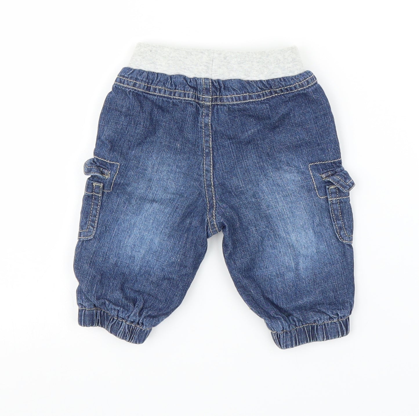George Boys Blue  Denim Cargo Jeans Size 0-3 Months