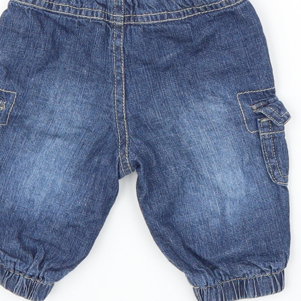 George Boys Blue  Denim Cargo Jeans Size 0-3 Months