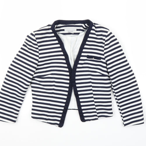 H&M Womens Blue Striped  Cardigan Jumper Size 8