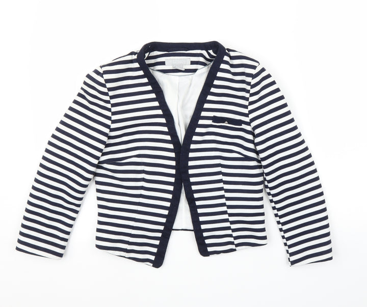 H&M Womens Blue Striped Cardigan Jumper Size 8