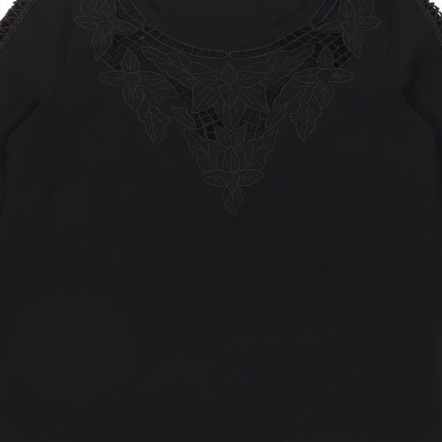 Missi Womens Black Floral  Basic Blouse Size 8
