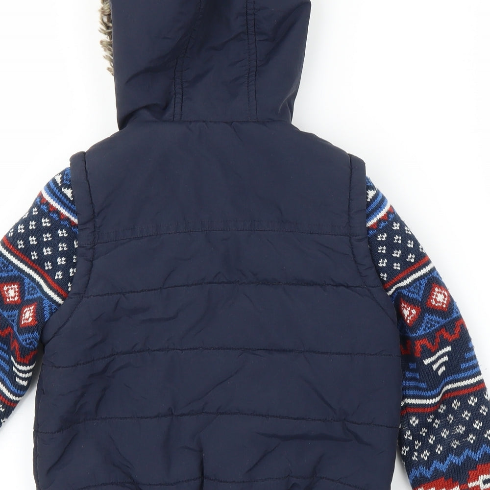 George Boys Blue Fair Isle  Parka Coat Size 2-3 Years