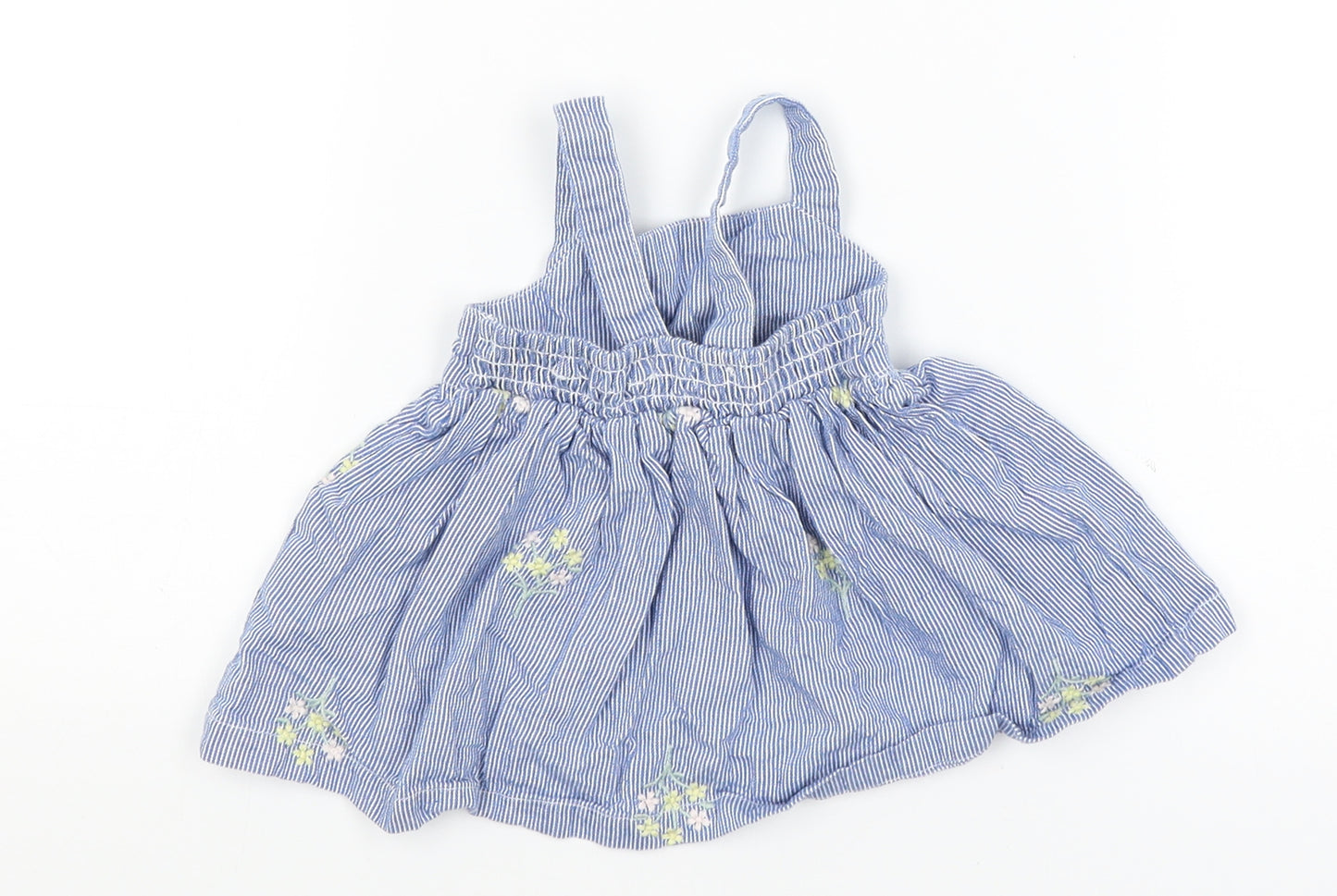 Matalan Baby Blue Striped  Pinafore/Dungaree Dress  Size 0-3 Months