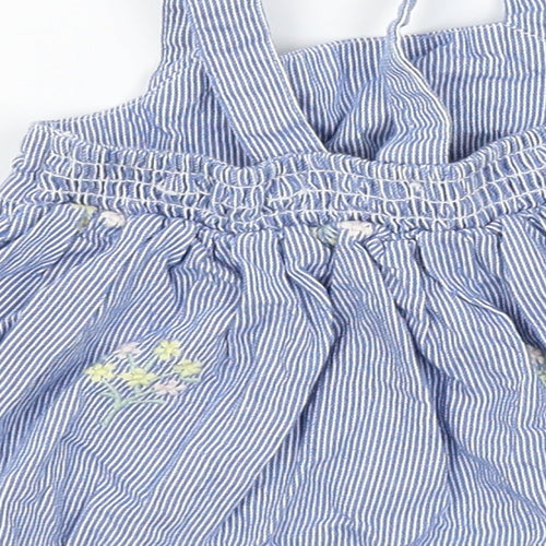 Matalan Baby Blue Striped  Pinafore/Dungaree Dress  Size 0-3 Months