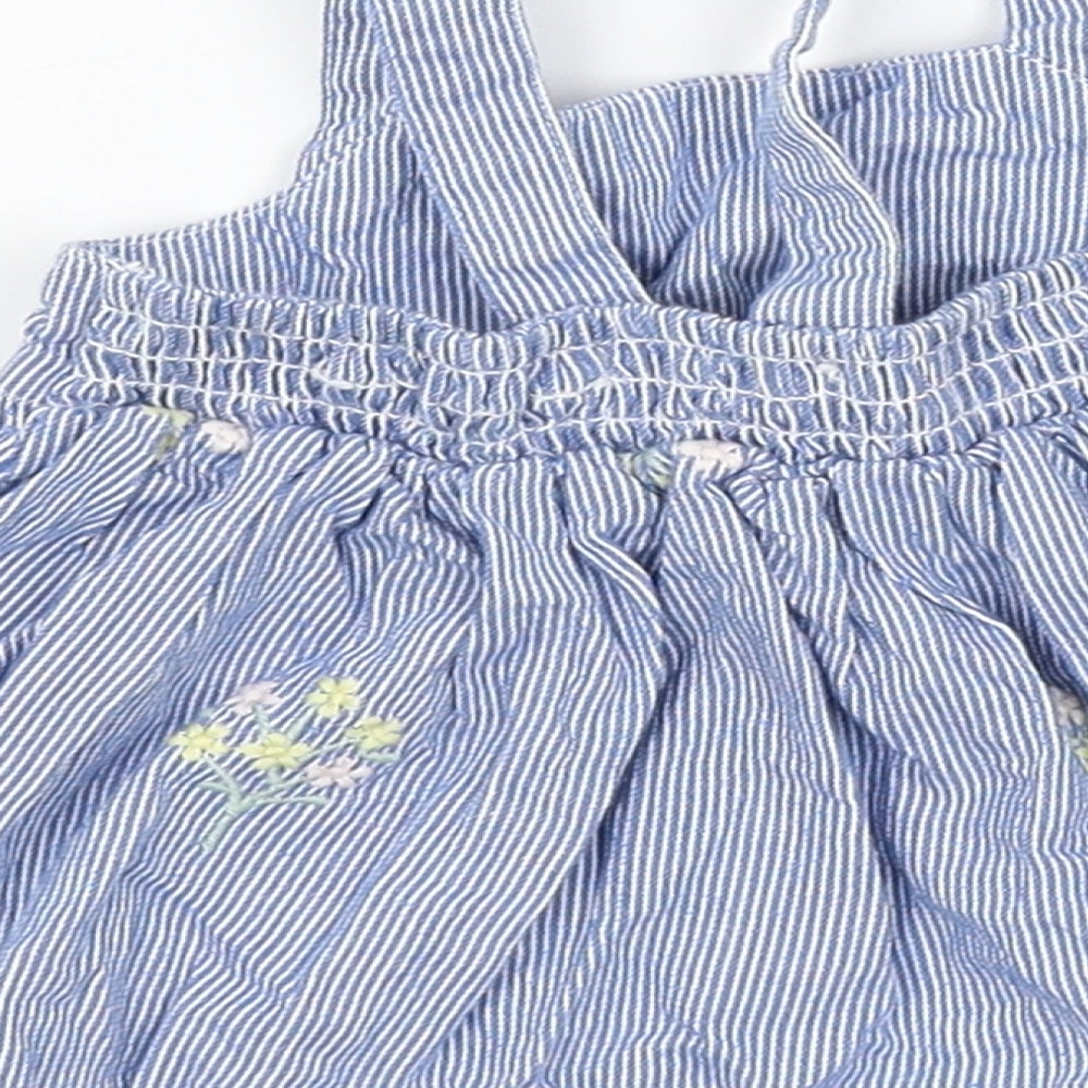 Matalan Baby Blue Striped  Pinafore/Dungaree Dress  Size 0-3 Months
