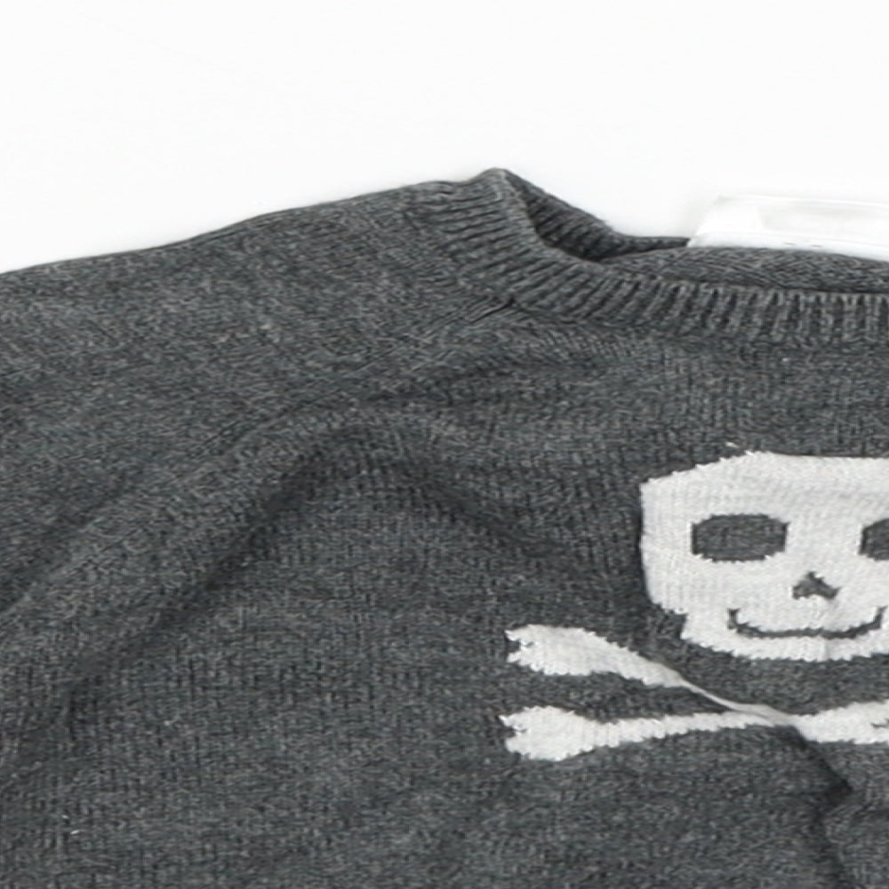 F&F Baby Grey   Pullover Jumper Size 0-3 Months  - Skull and Crossbones