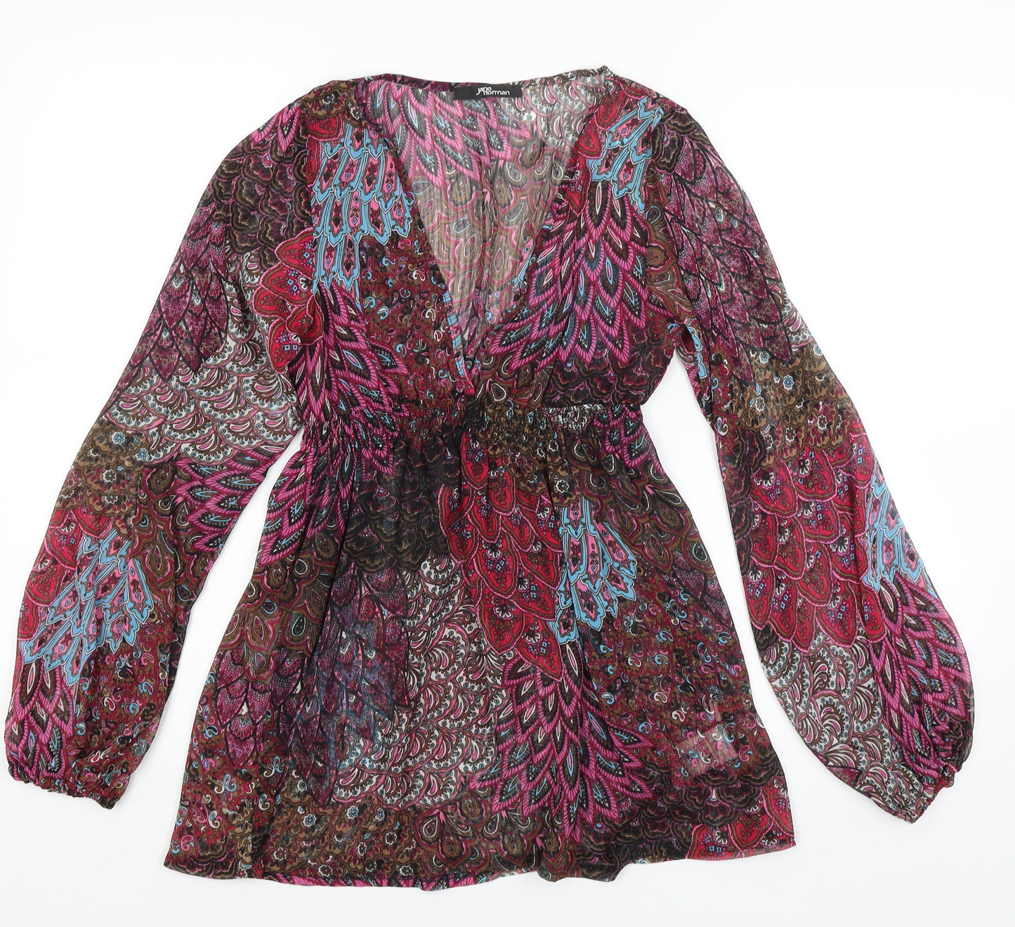 Jane Norman Womens Pink Paisley  Tunic Blouse Size 8