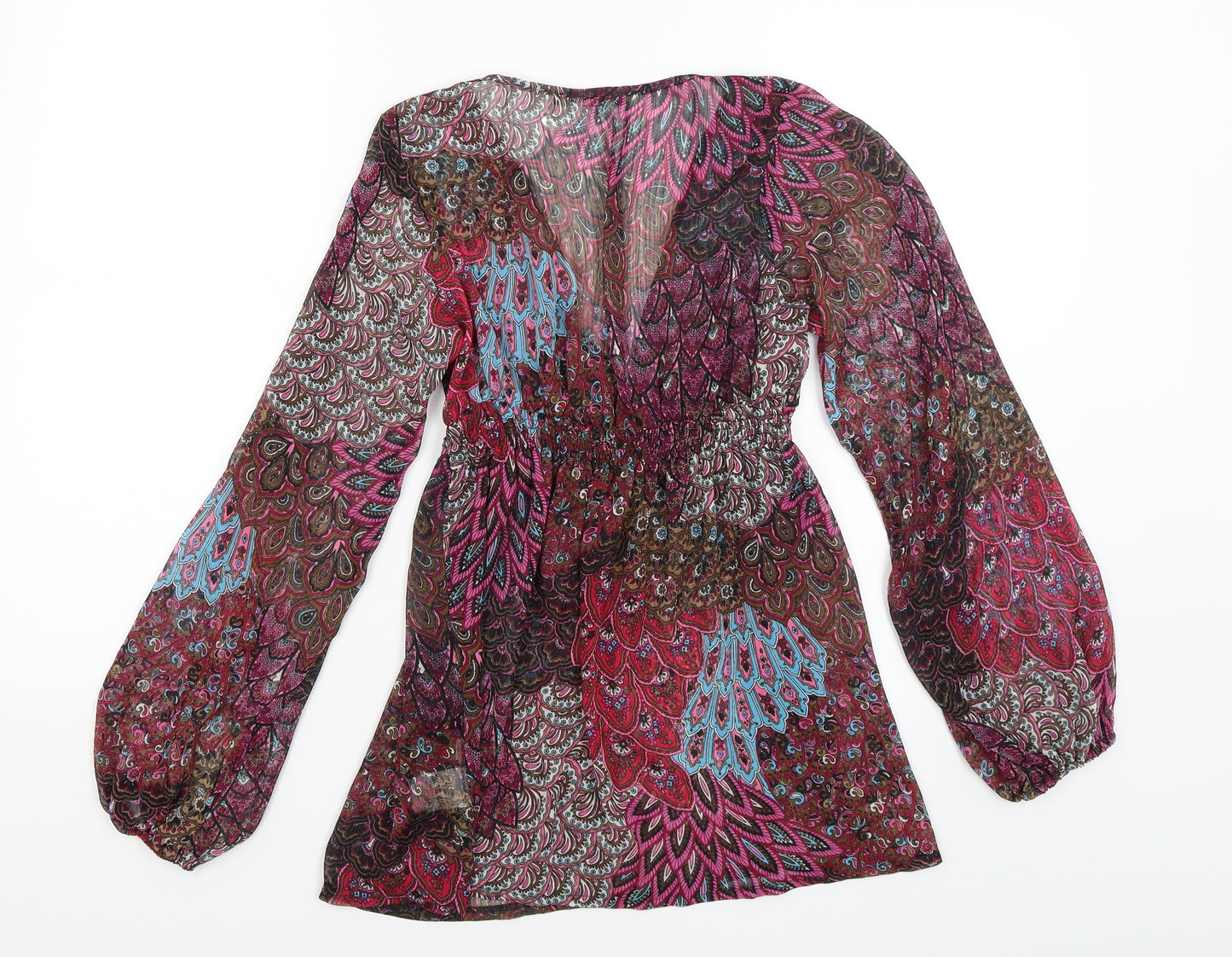 Jane Norman Womens Pink Paisley  Tunic Blouse Size 8