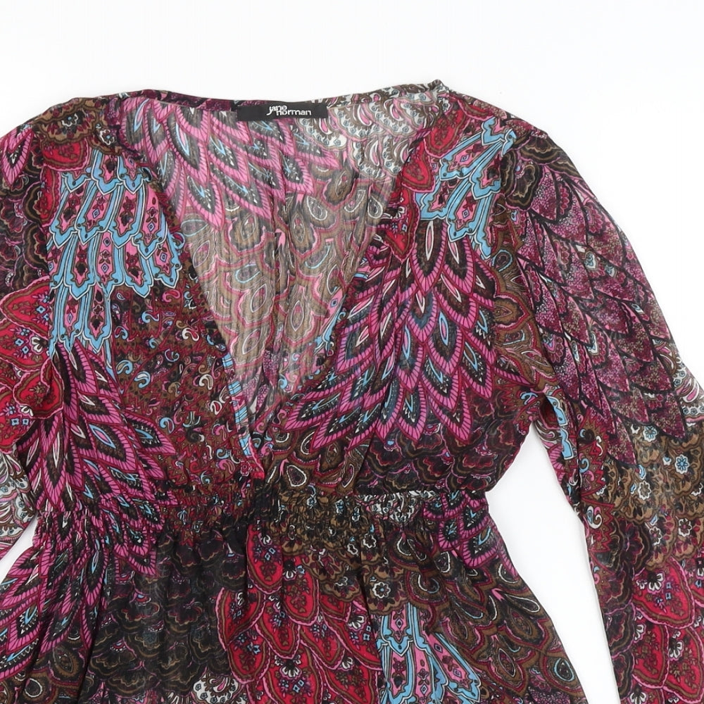 Jane Norman Womens Pink Paisley  Tunic Blouse Size 8