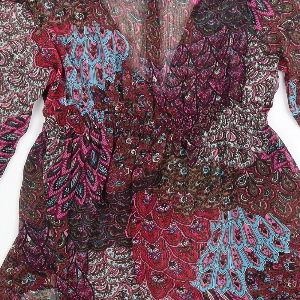 Jane Norman Womens Pink Paisley  Tunic Blouse Size 8