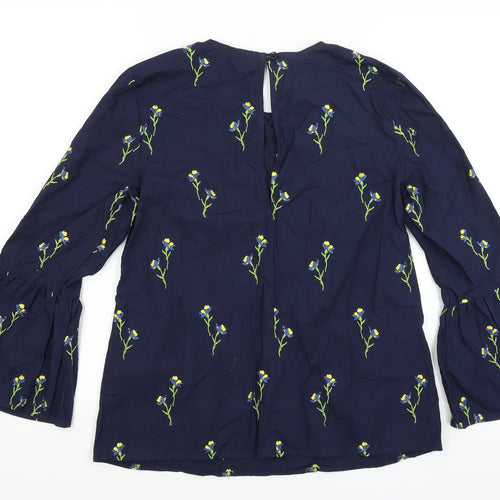 Warehouse Womens Blue Floral  Basic Blouse Size 8