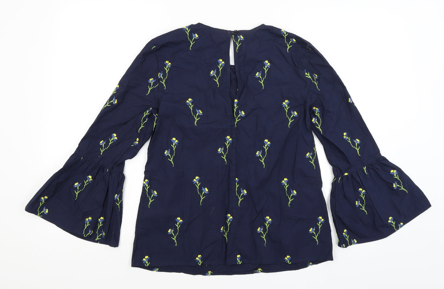 Warehouse Womens Blue Floral  Basic Blouse Size 8