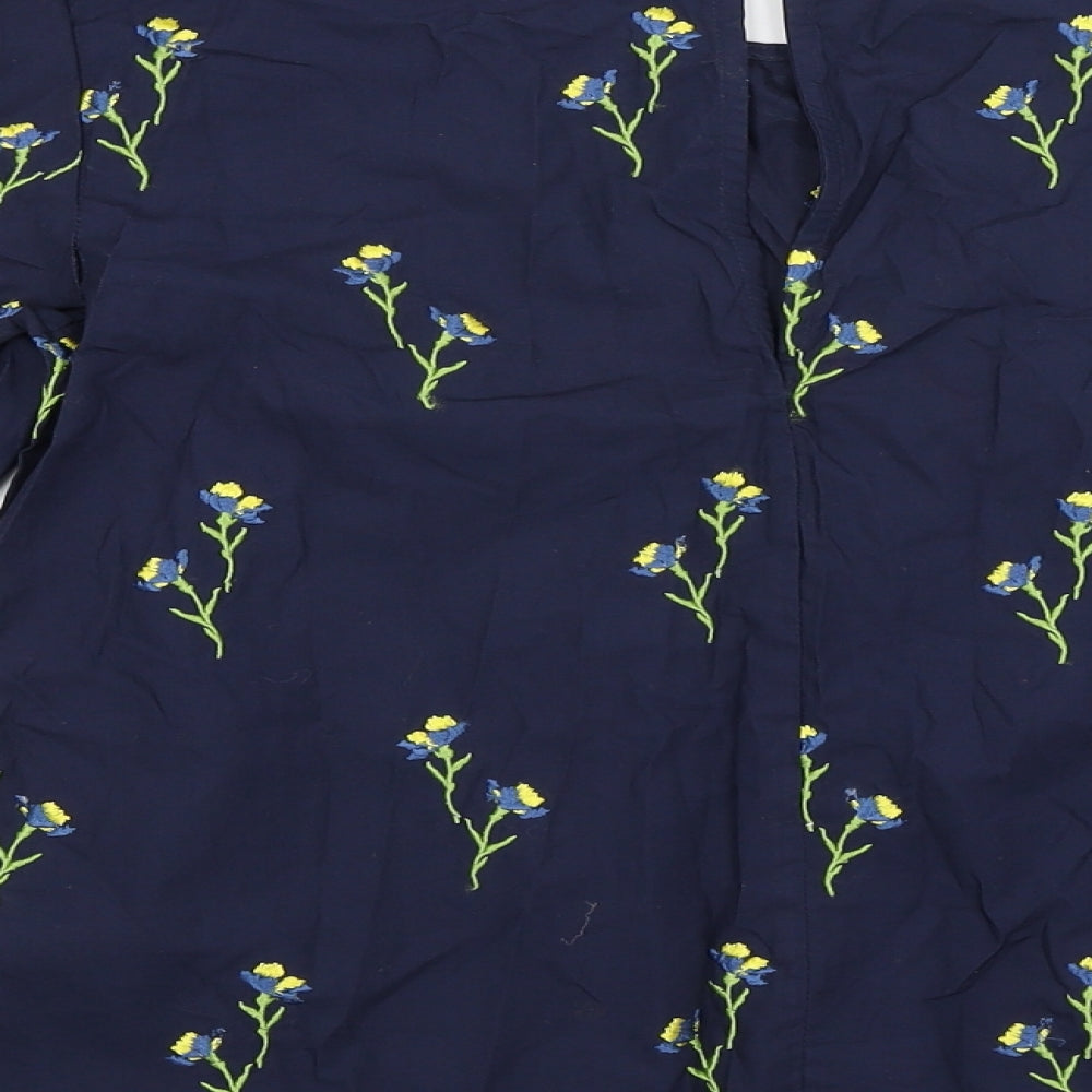 Warehouse Womens Blue Floral  Basic Blouse Size 8