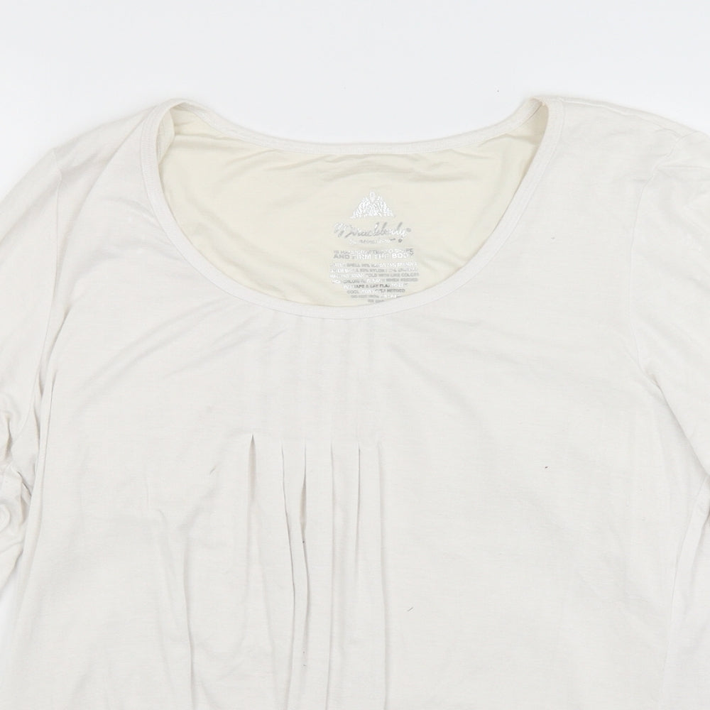 MiracleBody Womens White   Basic T-Shirt Size XL