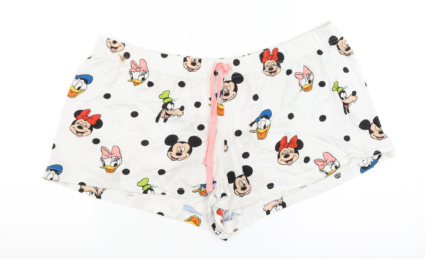 Primark Womens White   Hot Pants Shorts Size 16 - Disney Characters